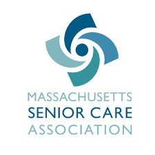 Logo of the Massachusetts Senior Care Association with a blue and teal abstract design above the organization's name.